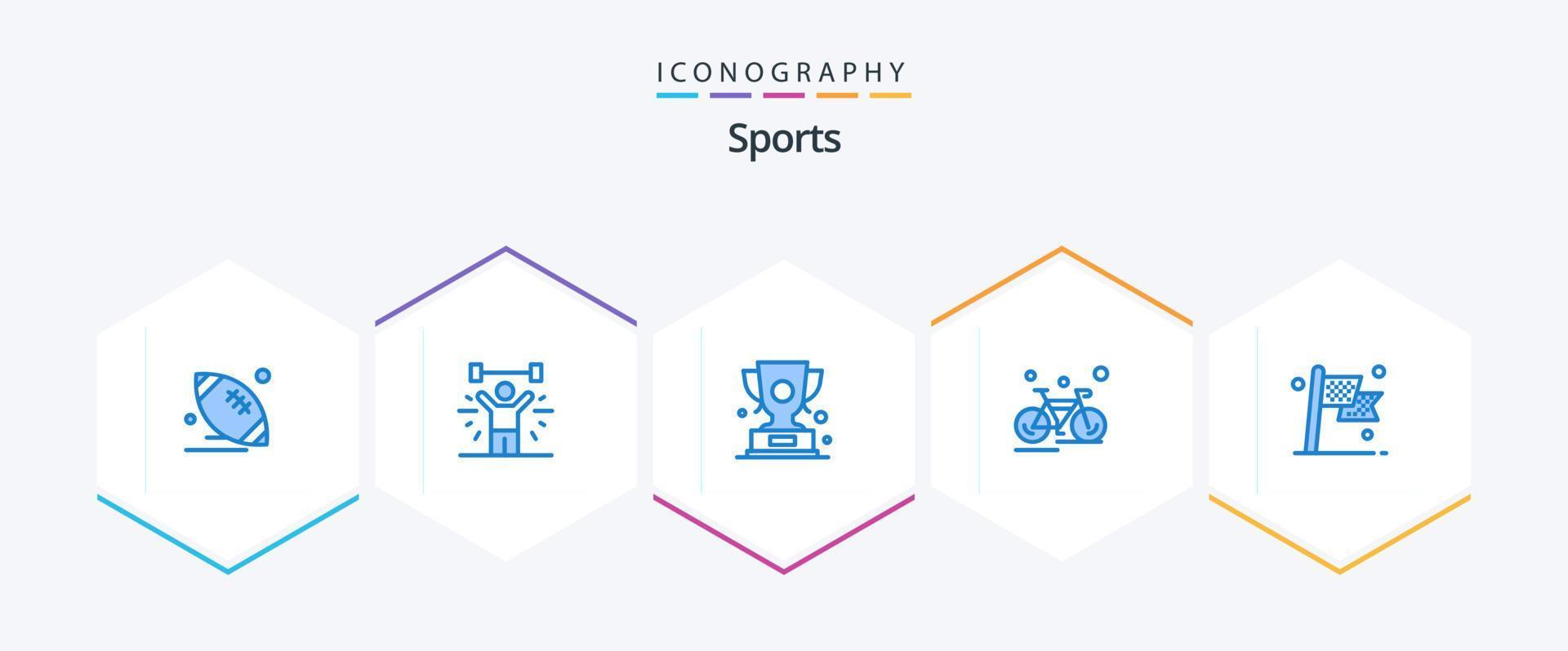 Sports 25 Blue icon pack including cycling. bicycle. weight. winner. win vector