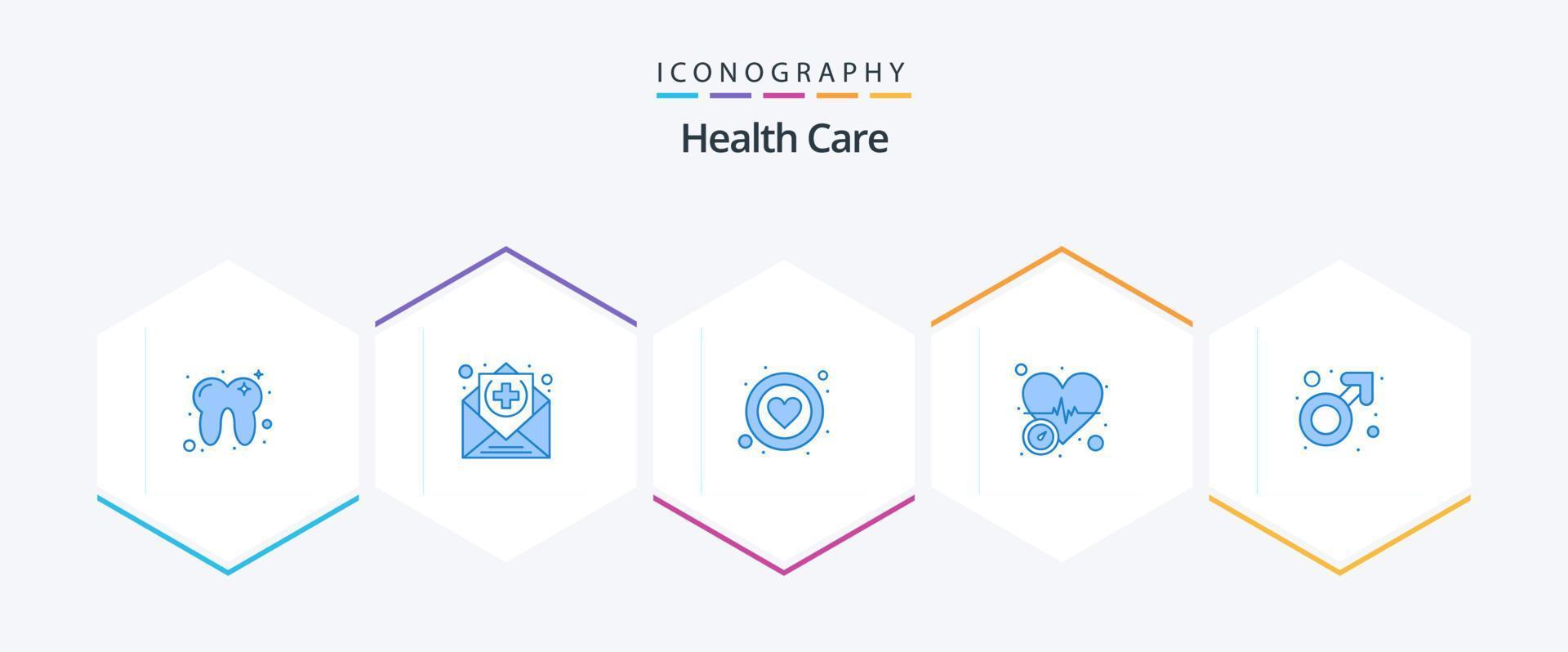 Health Care 25 Blue icon pack including gender. care. pressure. blood vector