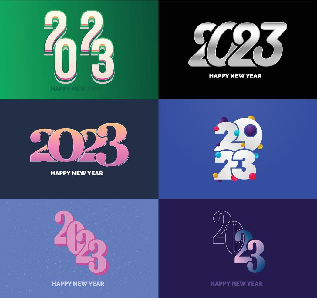 Big Collection of 2023 Happy New Year symbols Cover of business diary for 2023 with wishes vector