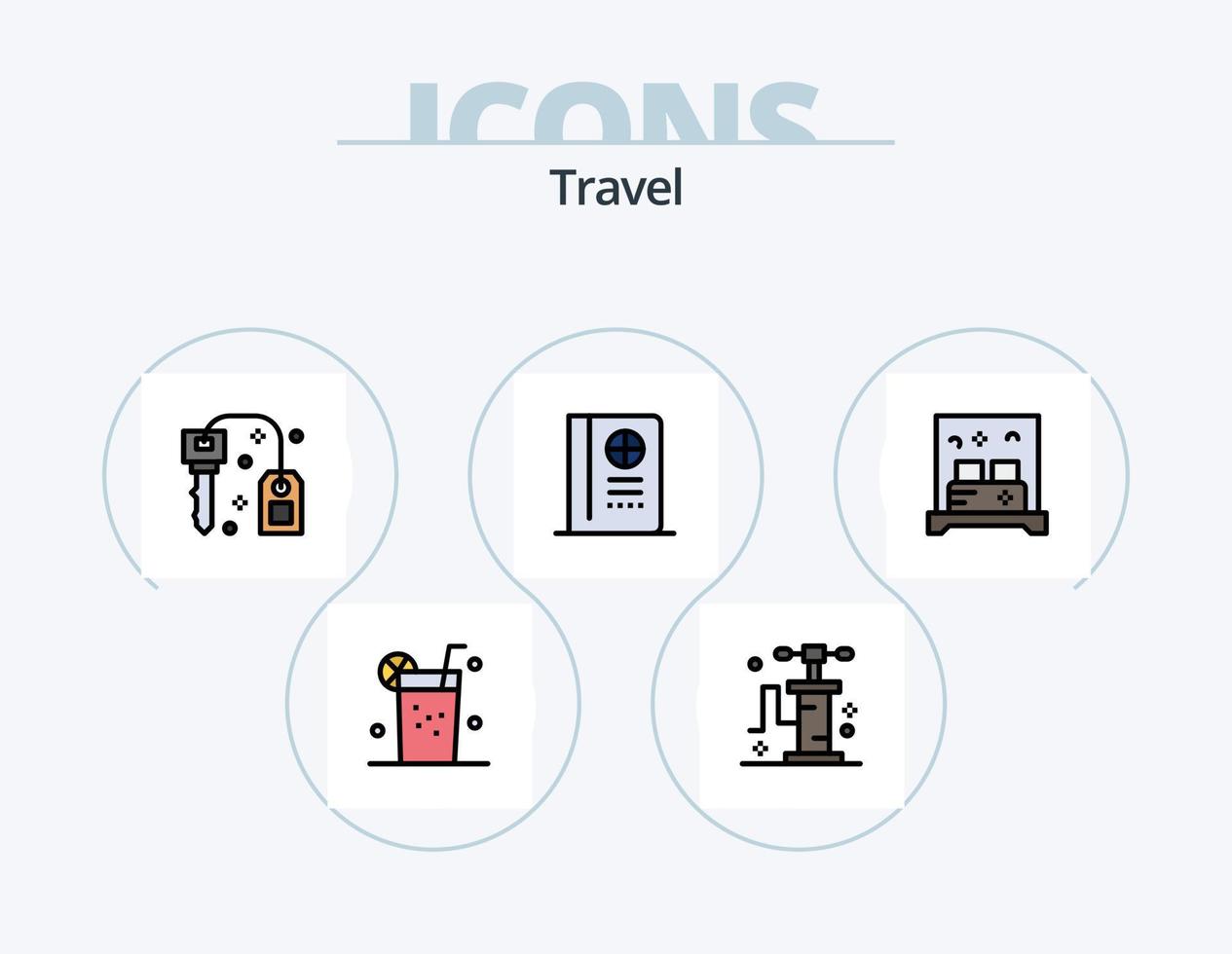 paquete de iconos llenos de línea de viaje 5 diseño de iconos. viajar. bomba. alcohol. viajar. ascensor vector