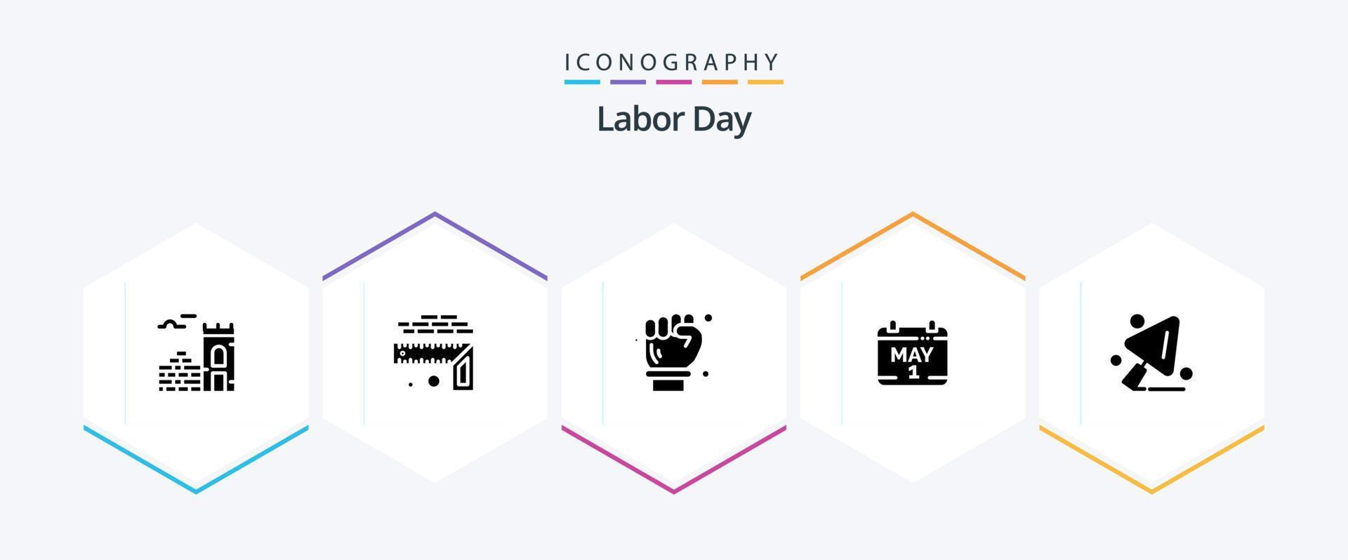 Labor Day 25 Glyph icon pack including day . calendar . size. engineer vector
