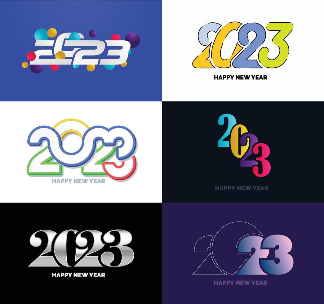 Big Set of 2023 Happy New Year logo text design 2023 number design template vector