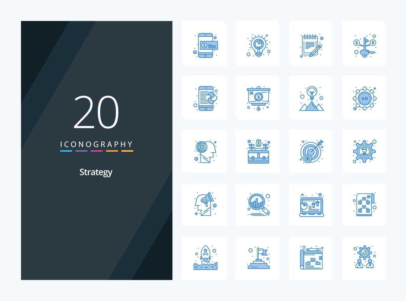 20 Strategy Blue Color icon for presentation vector