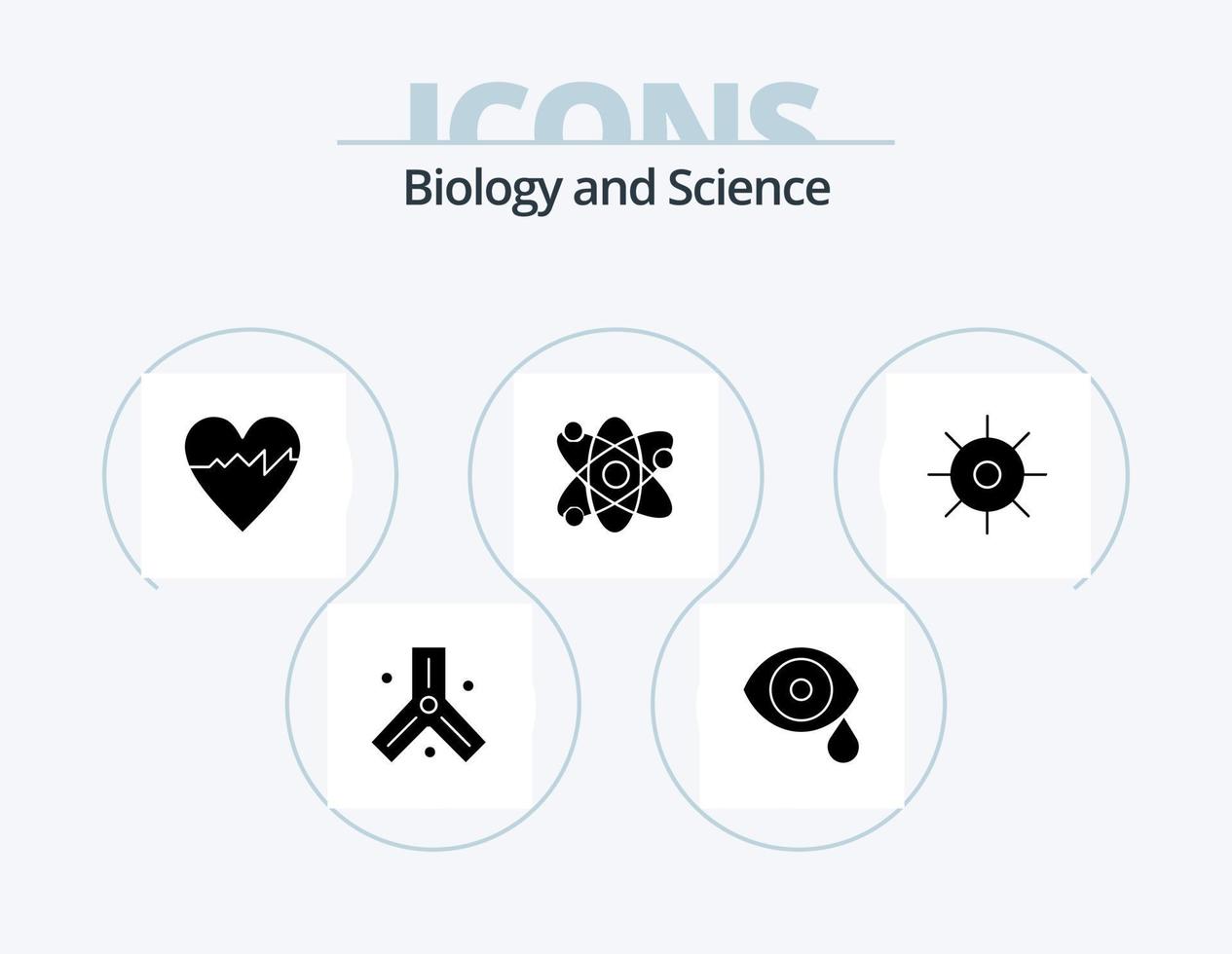 Biology Glyph Icon Pack 5 Icon Design. lab. atom. drops. bio. science vector