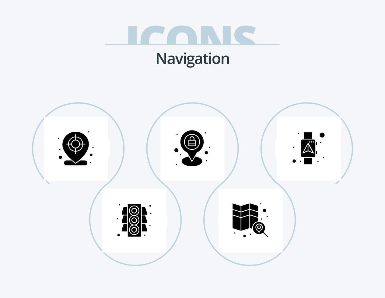 Navigation Glyph Icon Pack 5 Icon Design. smart. navigator. target. location. pin vector