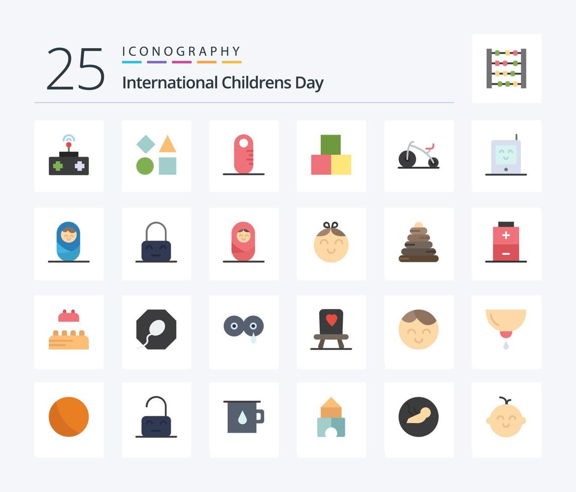 Baby 25 Flat Color icon pack including infant. baby. grownup. toy. bricks vector