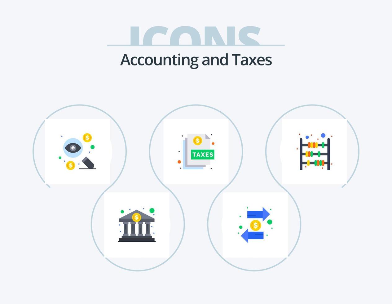 Taxes Flat Icon Pack 5 Icon Design. page. document. interchange. action. money vector