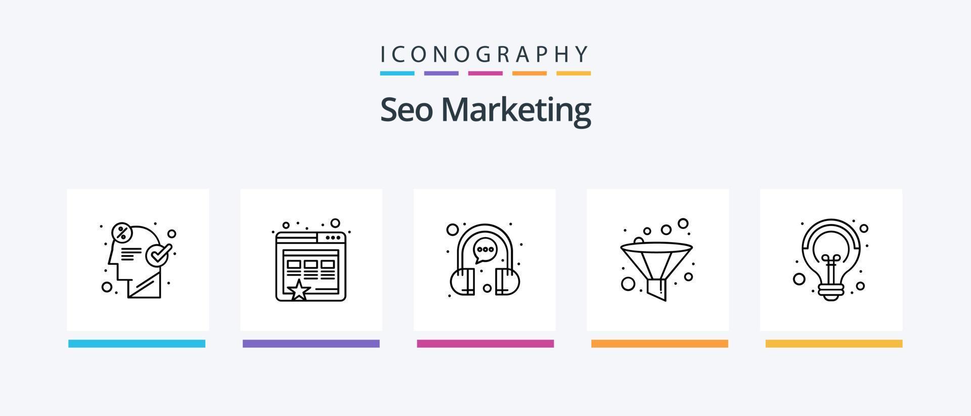 Seo Marketing Line 5 Icon Pack Including checkout. seo. point. idea. campaigns. Creative Icons Design vector