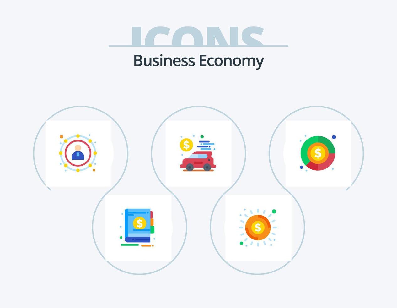 Economy Flat Icon Pack 5 Icon Design. economy. money. banking. economy. banking vector