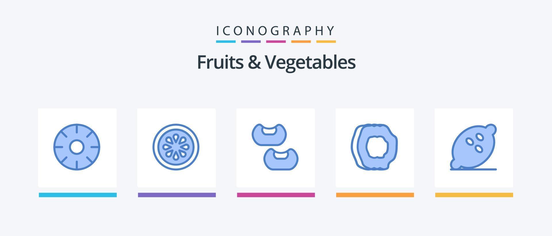 Fruits and Vegetables Blue 5 Icon Pack Including food. fruits. vegetable. fruits. apricot juice. Creative Icons Design vector