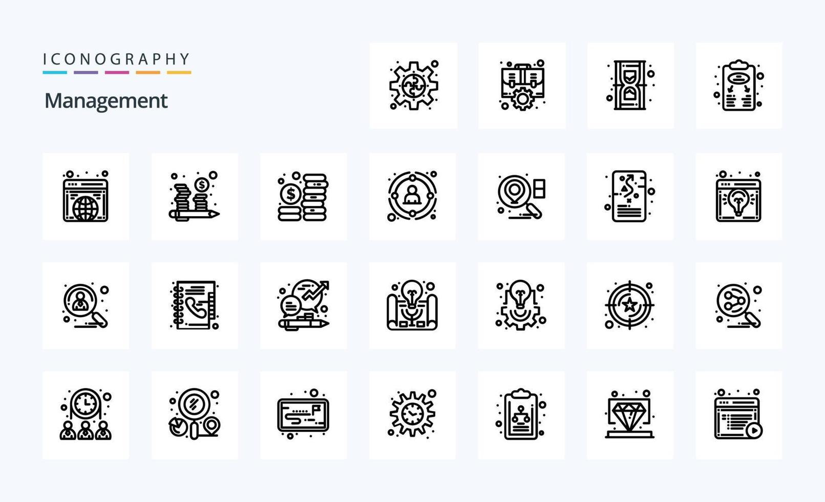 25 Management Line icon pack vector