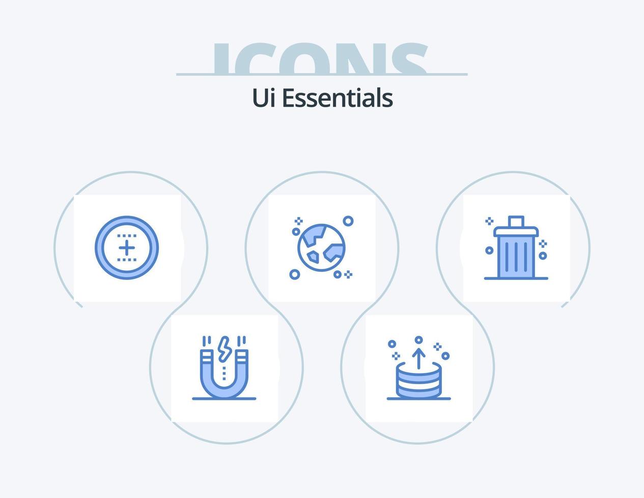 ui essentials blue icon pack 5 diseño de iconos. global. navegador. ui redondo. interfaz vector