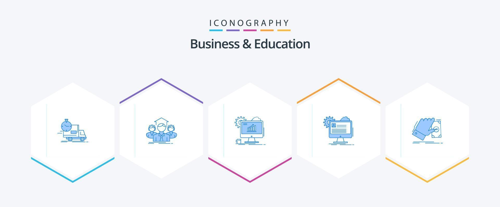 Business And Education 25 Blue icon pack including report. account. group. setting. seo vector