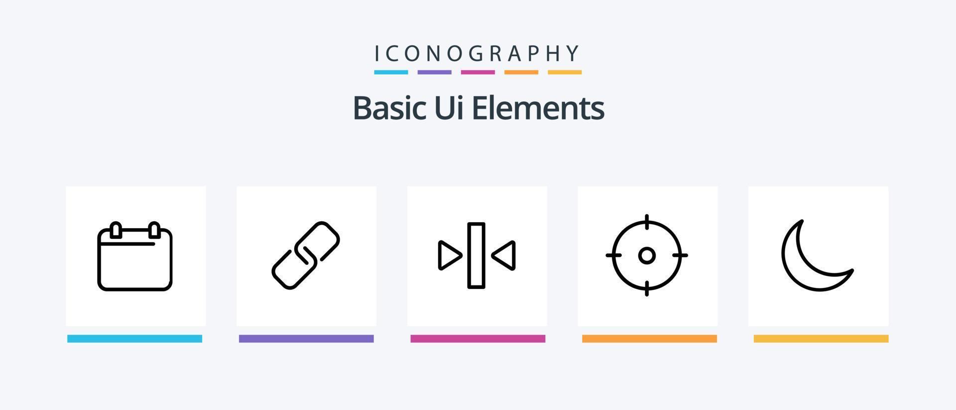 paquete de iconos de la línea 5 de elementos básicos de la interfaz de usuario, incluido el modo de suspensión. luna. imagen. año. día. diseño de iconos creativos vector