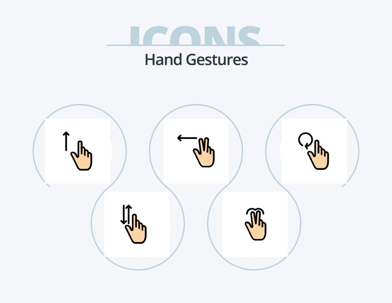 Hand Gestures Line Filled Icon Pack 5 Icon Design. hand. gesture. expand. finger. touch vector