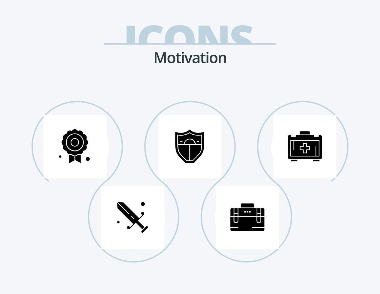 paquete de iconos de glifo de motivación 5 diseño de iconos. . bolsa de salud certificado. bolsa. seguridad vector