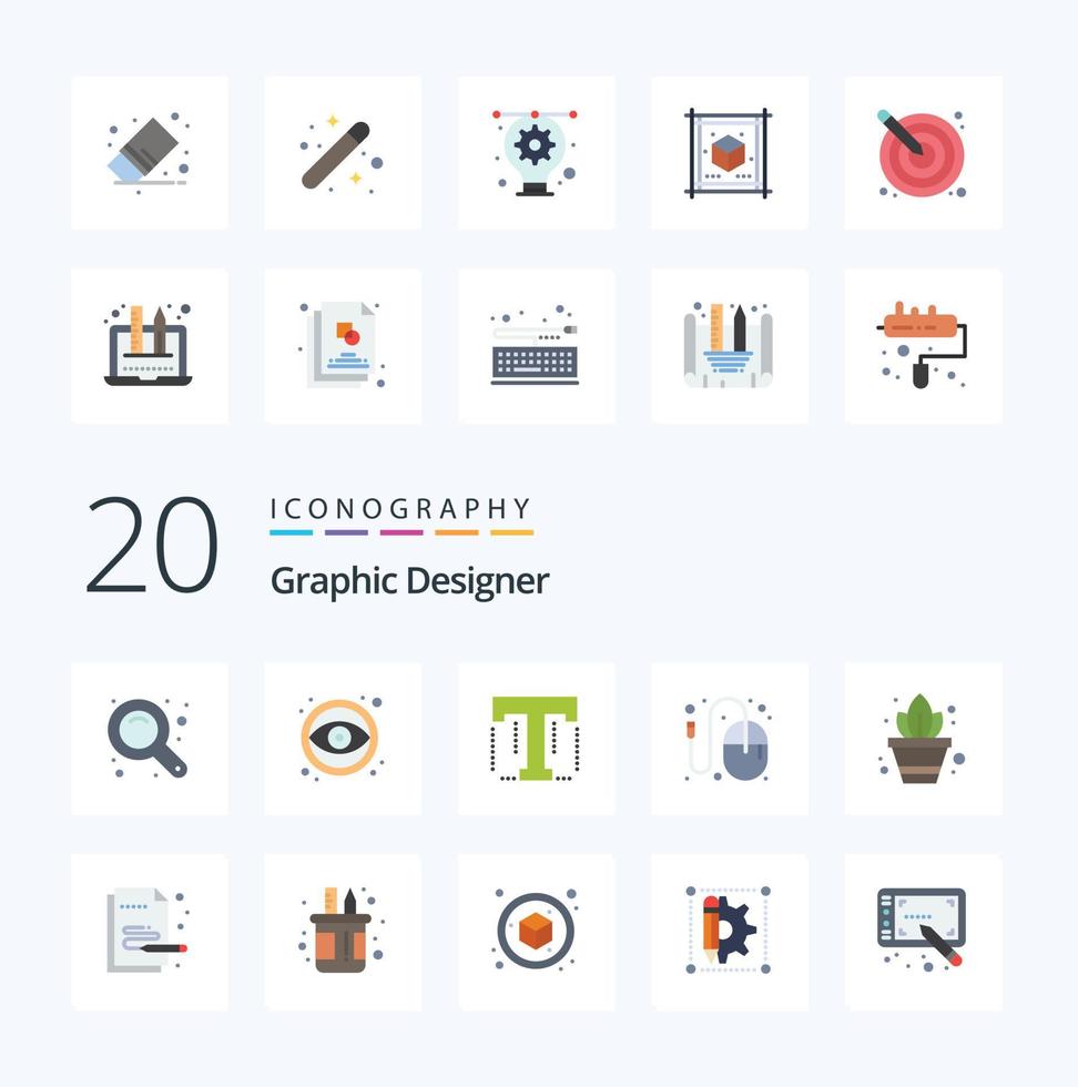 20 Graphic Designer Flat Color icon Pack like gardening idea font graphic design vector