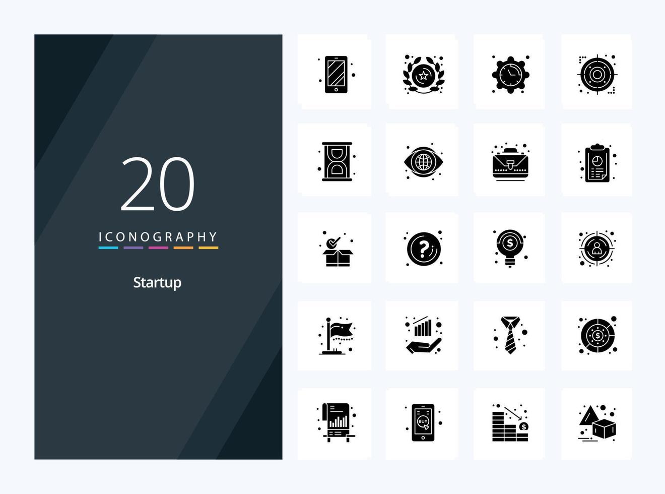 20 Startup Solid Glyph icon for presentation vector