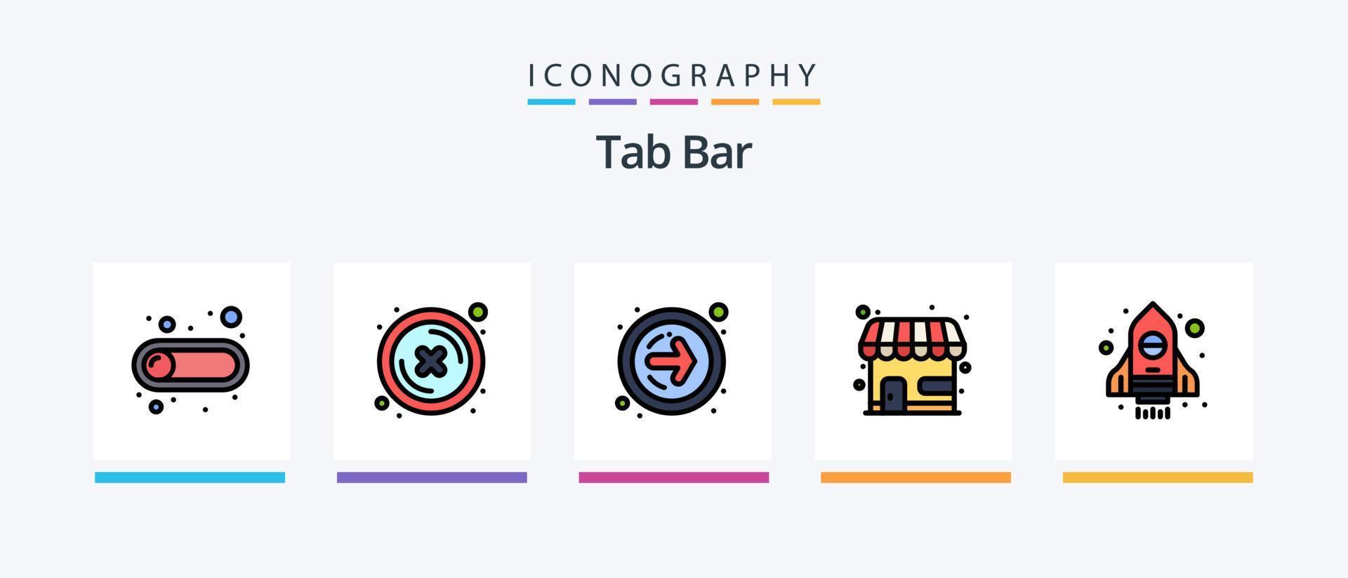 Tab Bar Line Filled 5 Icon Pack Including . toggle switch. send. on. design element. Creative Icons Design vector