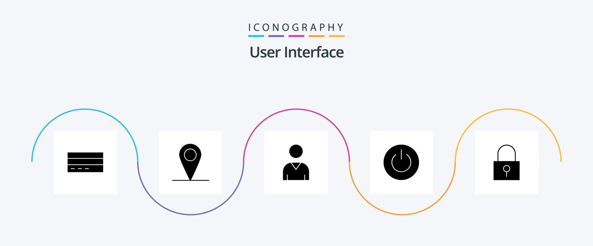 User Interface Glyph 5 Icon Pack Including lock. ui. interface. power. interface vector