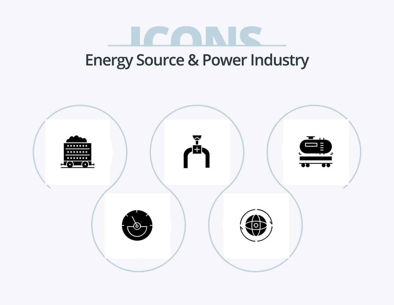 Energy Source And Power Industry Glyph Icon Pack 5 Icon Design. truck. gas. connect. pipe. wheel vector