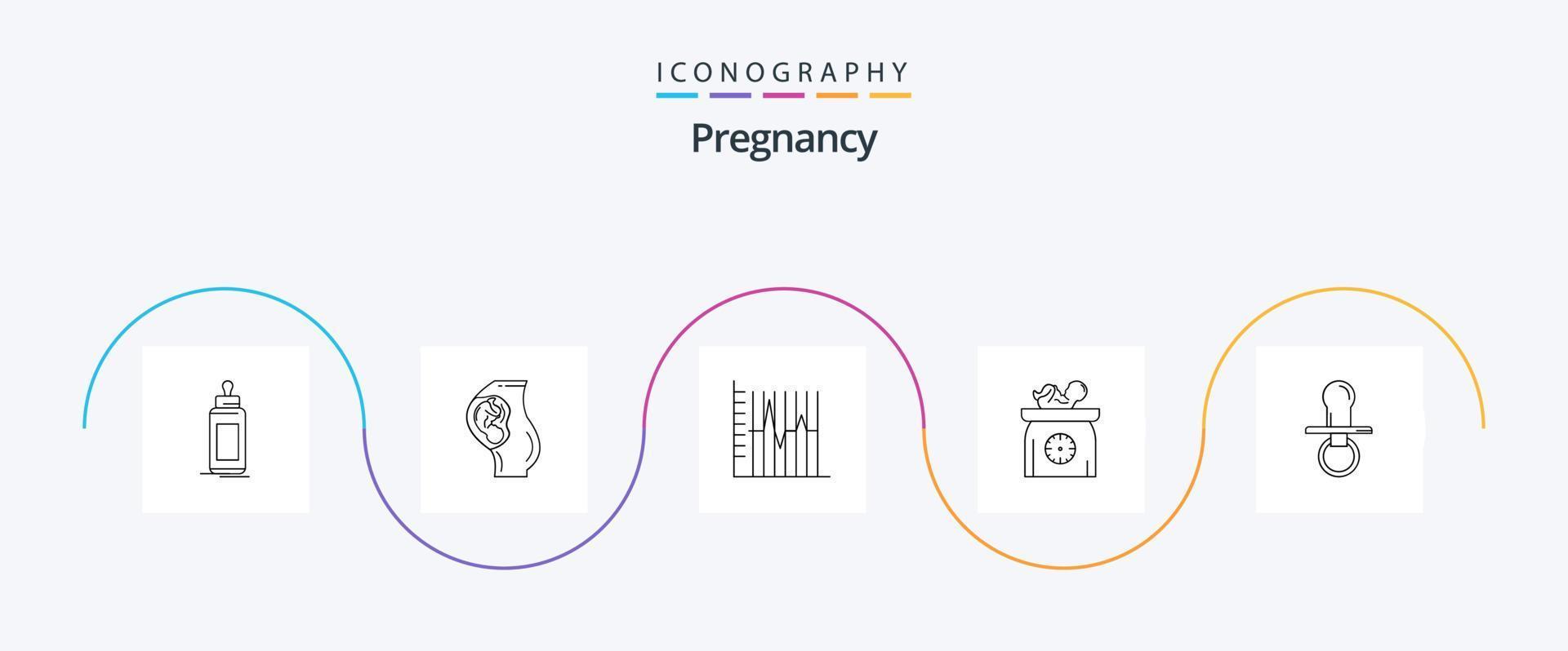 Pregnancy Line 5 Icon Pack Including baby. recovery. baby. patient. report vector