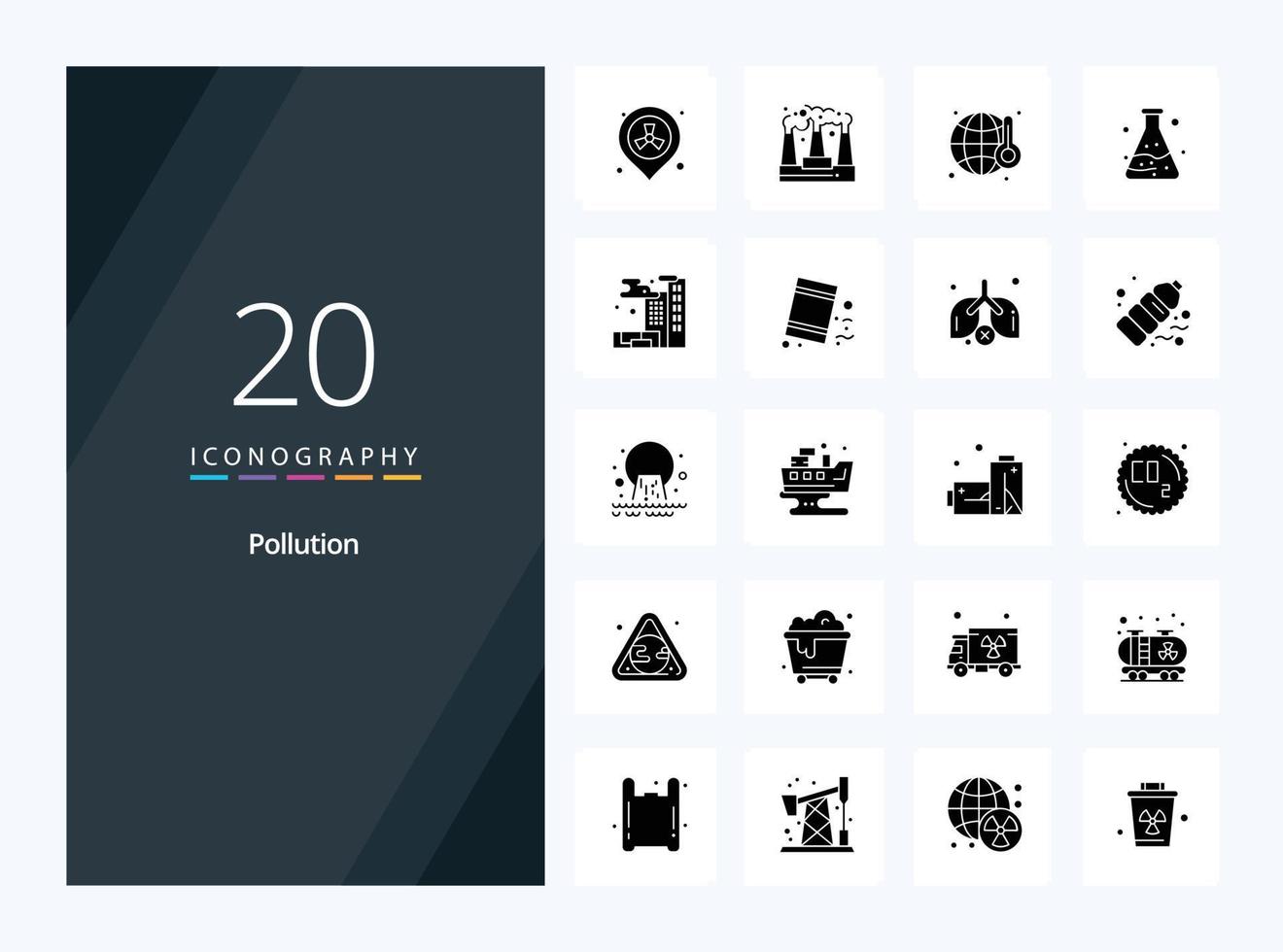 20 Pollution Solid Glyph icon for presentation vector