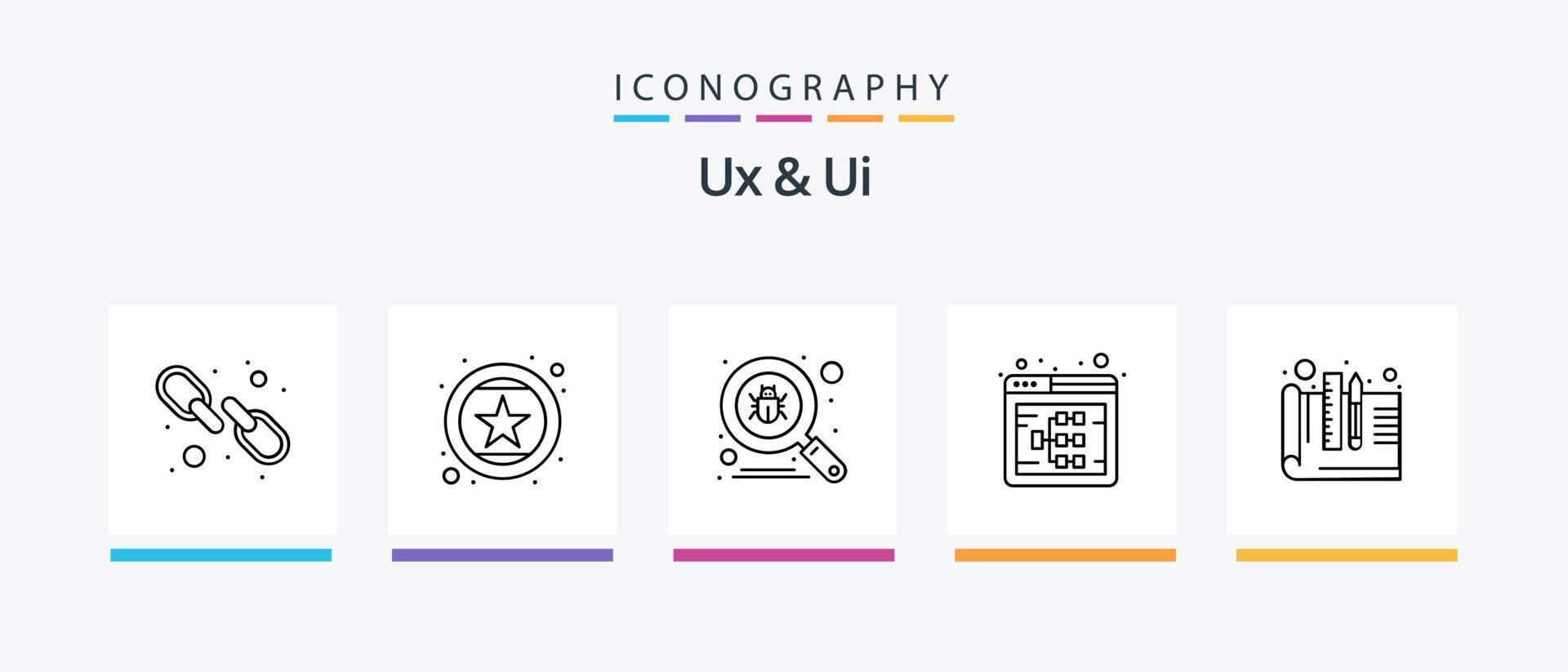 Ux And Ui Line 5 Icon Pack Including web. design. document attach. user. funnel. Creative Icons Design vector