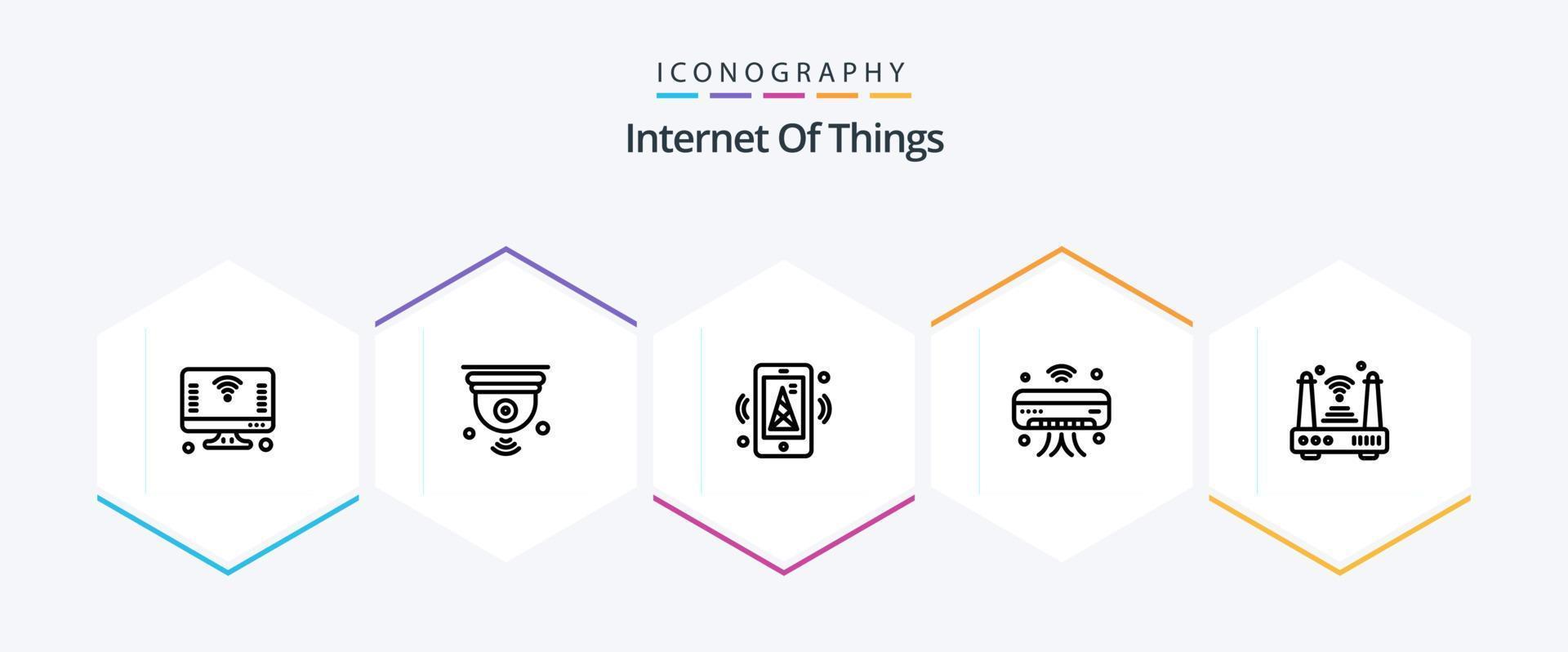 Internet Of Things 25 Line icon pack including iot. internet. iot. ac. router vector