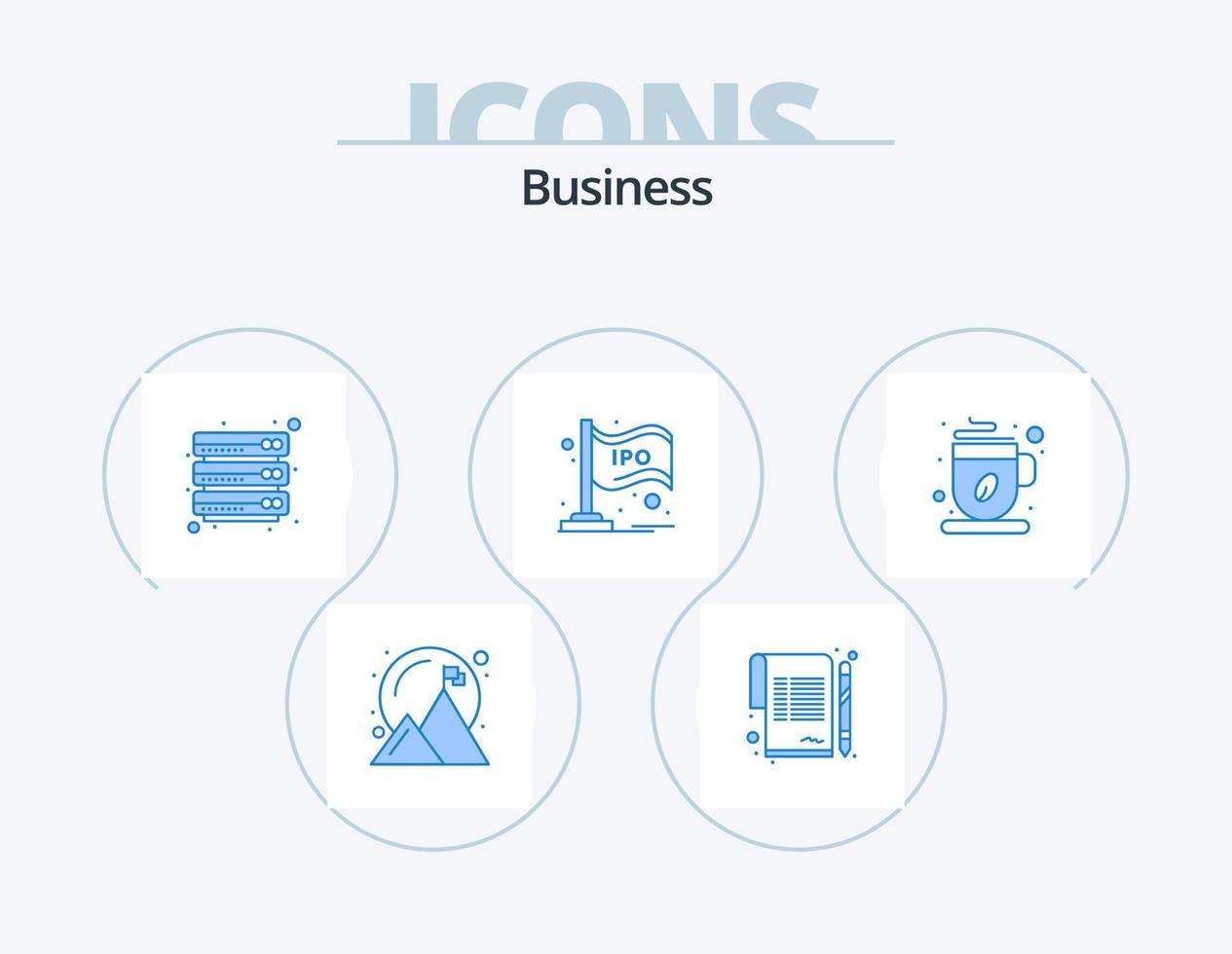 Business Blue Icon Pack 5 Icon Design. coffee. bar. cloud. stock. ipo vector