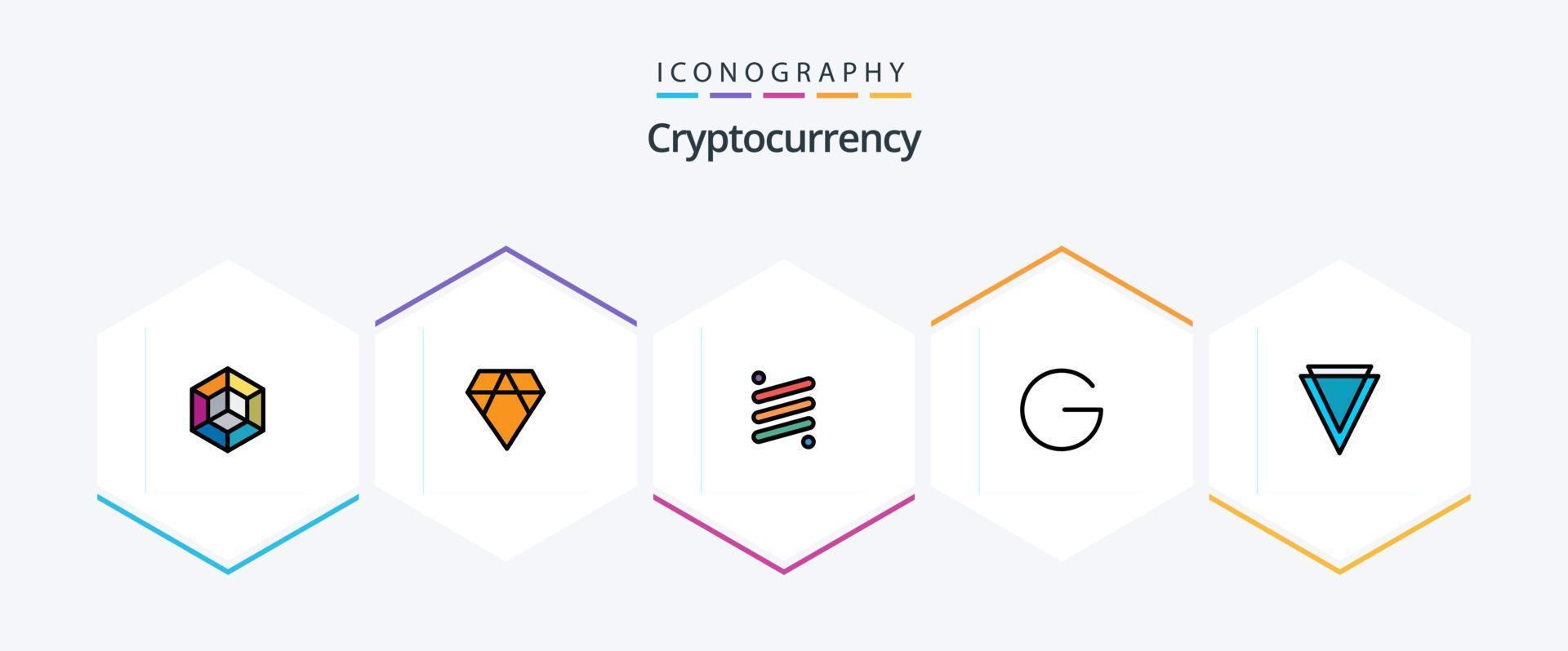 Cryptocurrency 25 FilledLine icon pack including verge. crypto. rise. coin. cryptocurrency vector