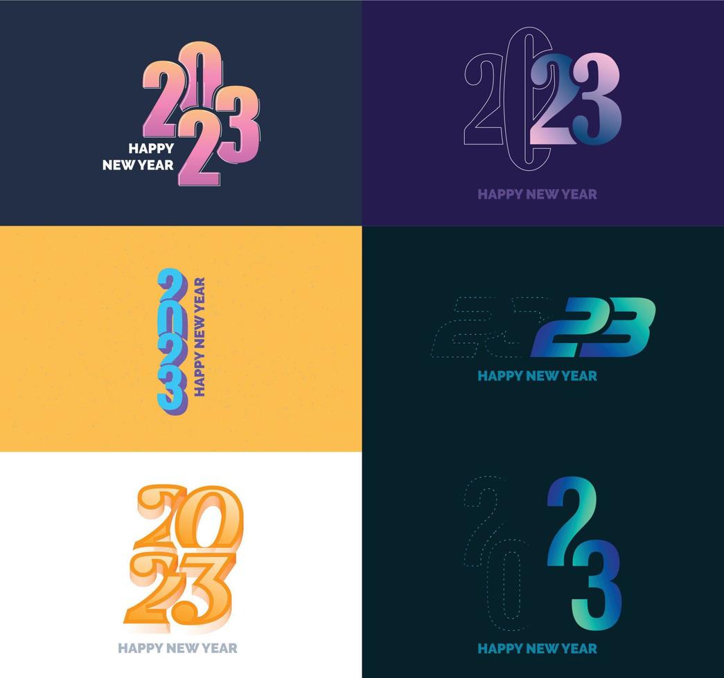 gran conjunto de 2023 feliz año nuevo diseño de texto de logotipo plantilla de diseño de número 2023 vector