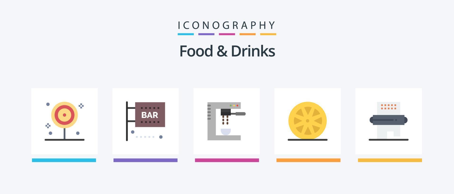 Food and Drinks Flat 5 Icon Pack Including lemon. fruit. science and computing. food. food. Creative Icons Design vector