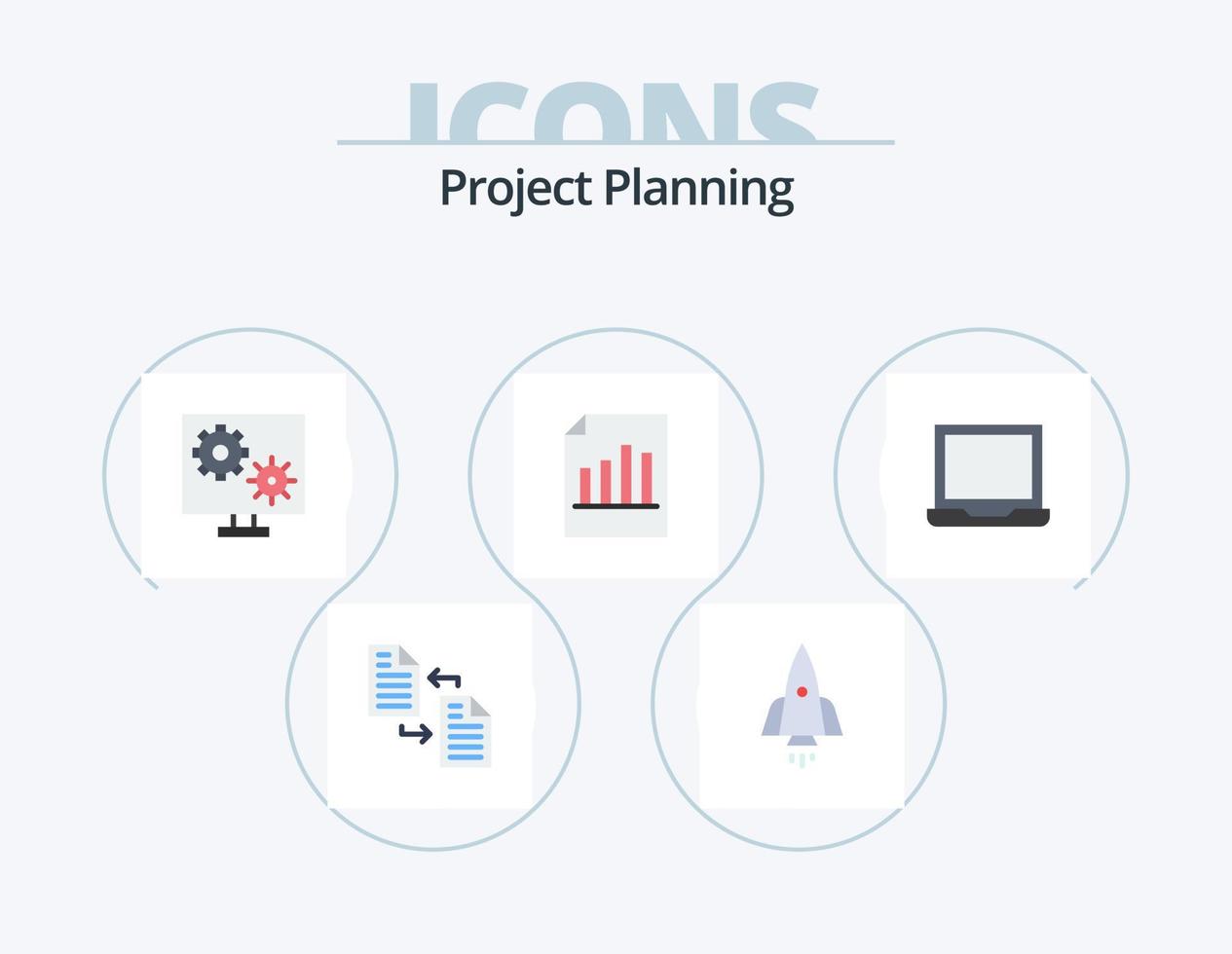 Project Planing Flat Icon Pack 5 Icon Design. record. document. startup. setting. preference vector