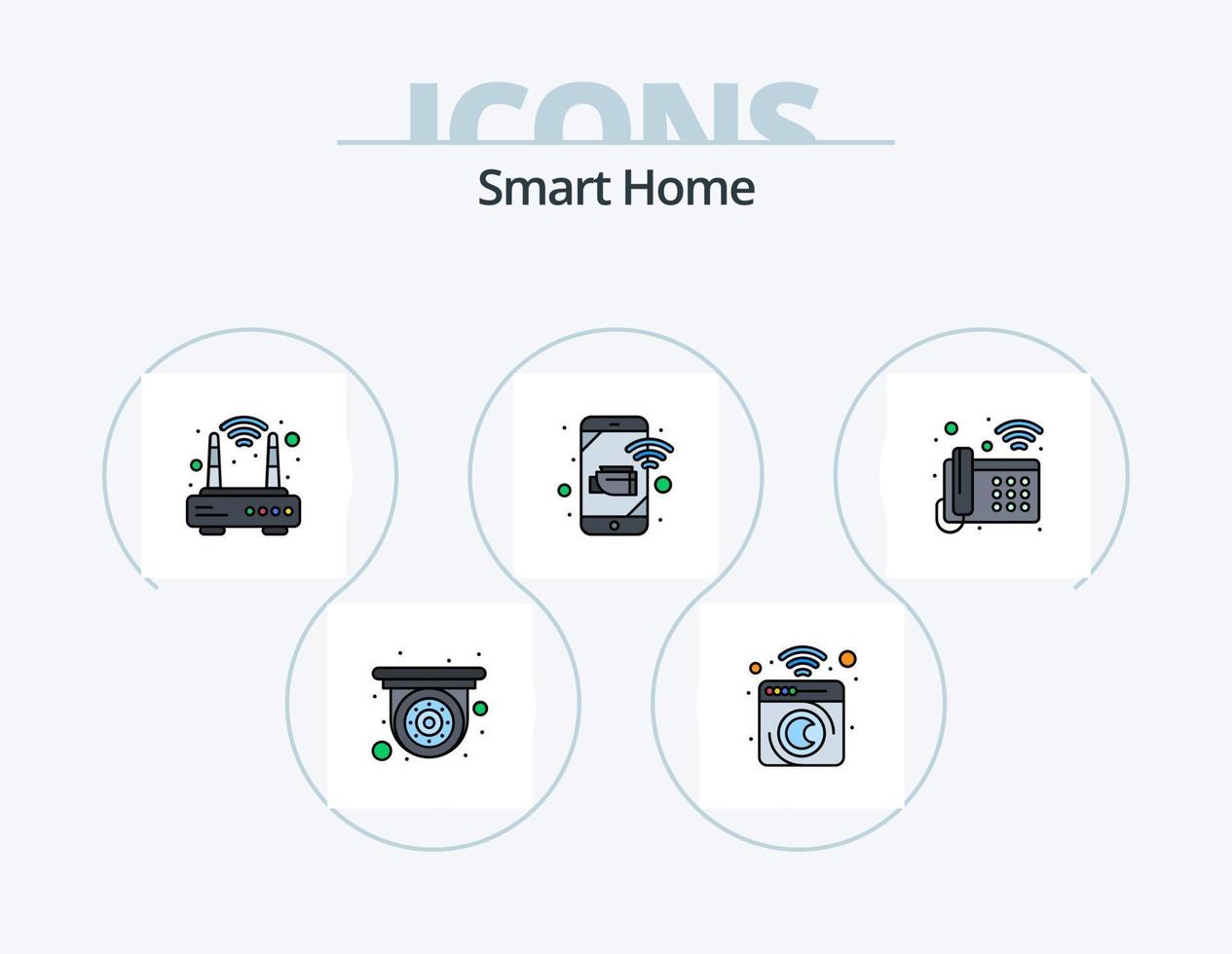 Smart Home Line Filled Icon Pack 5 Icon Design. control. smart oven. home. smart. intelligent vector
