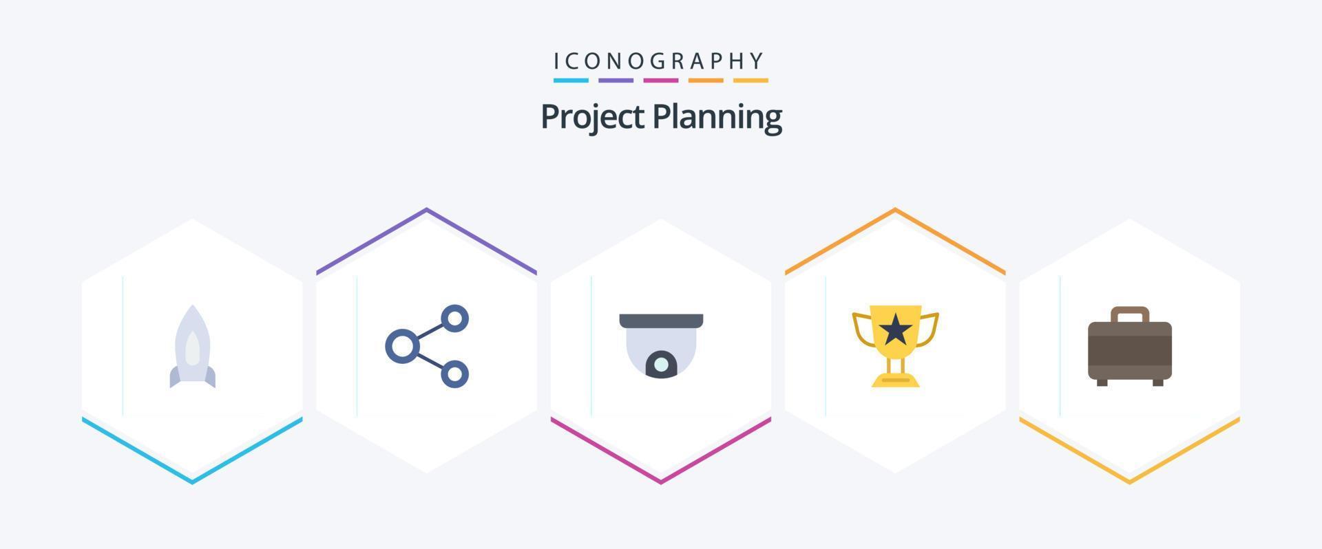 Project Planing 25 Flat icon pack including trophy. cup. sharing. award. planning vector