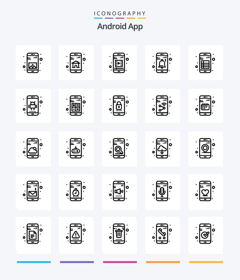 Creative Android App 25 OutLine icon pack  Such As interface. app. mobile app. user. interface vector