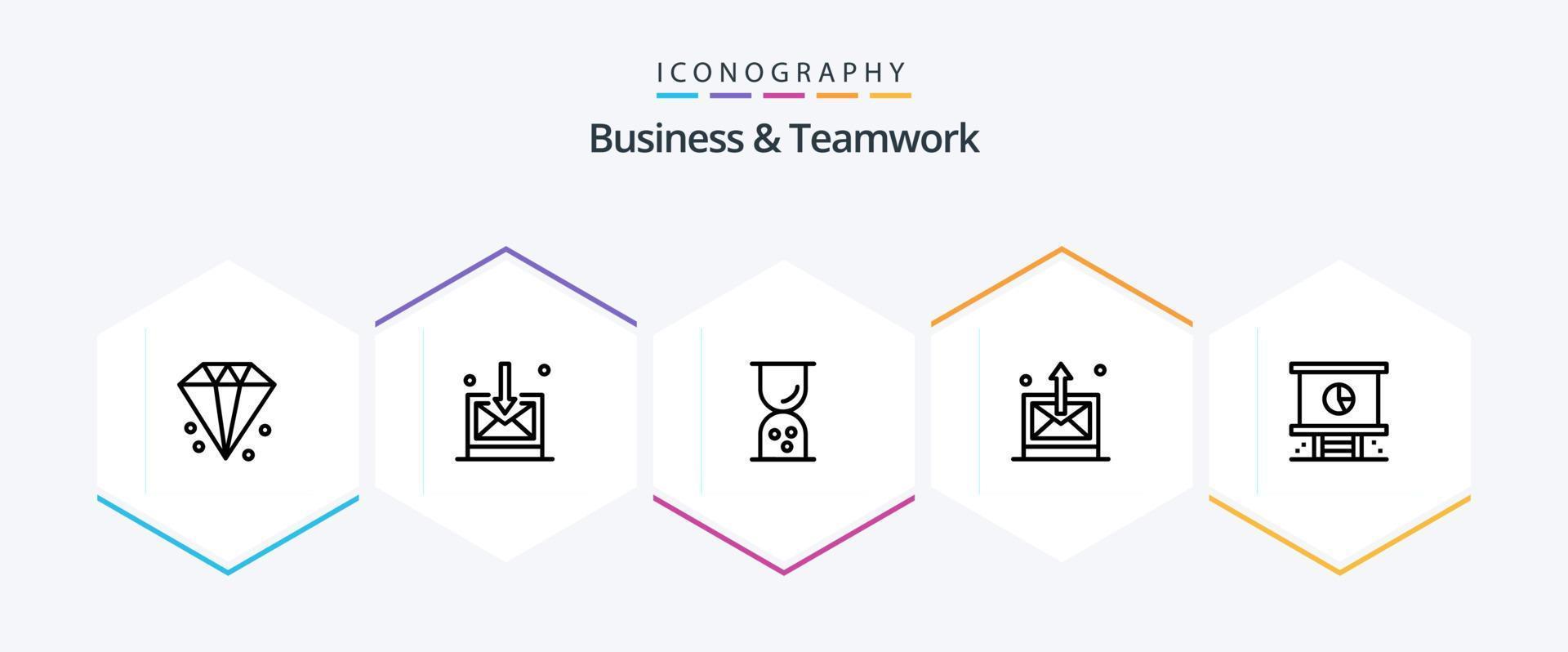 Business And Teamwork 25 Line icon pack including technology. mail. business. time vector