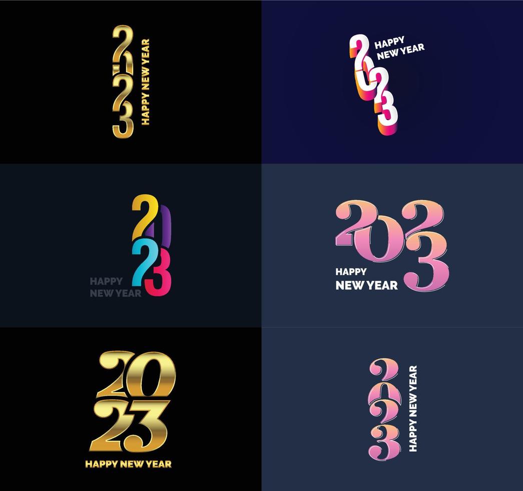 Big Collection of 2023 Happy New Year symbols Cover of business diary for 2023 with wishes vector