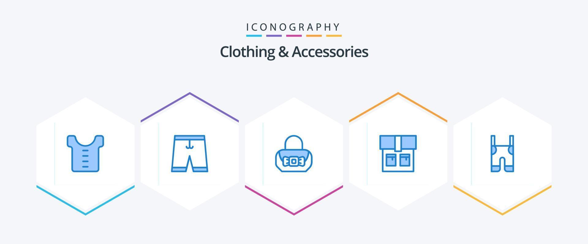 Clothing and Accessories 25 Blue icon pack including straps. clothes. bag. braces. fashion vector