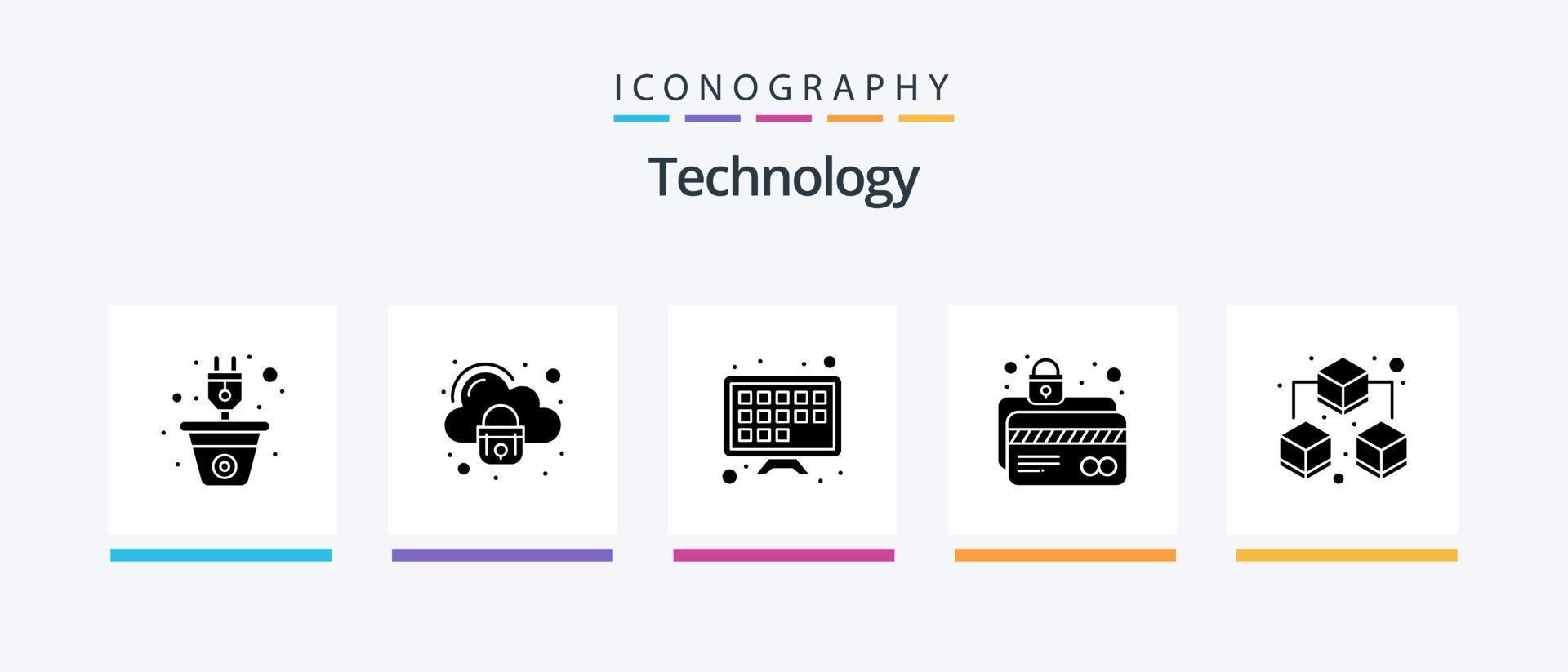 Technology Glyph 5 Icon Pack Including big. lock. secure. card security. atm card. Creative Icons Design vector