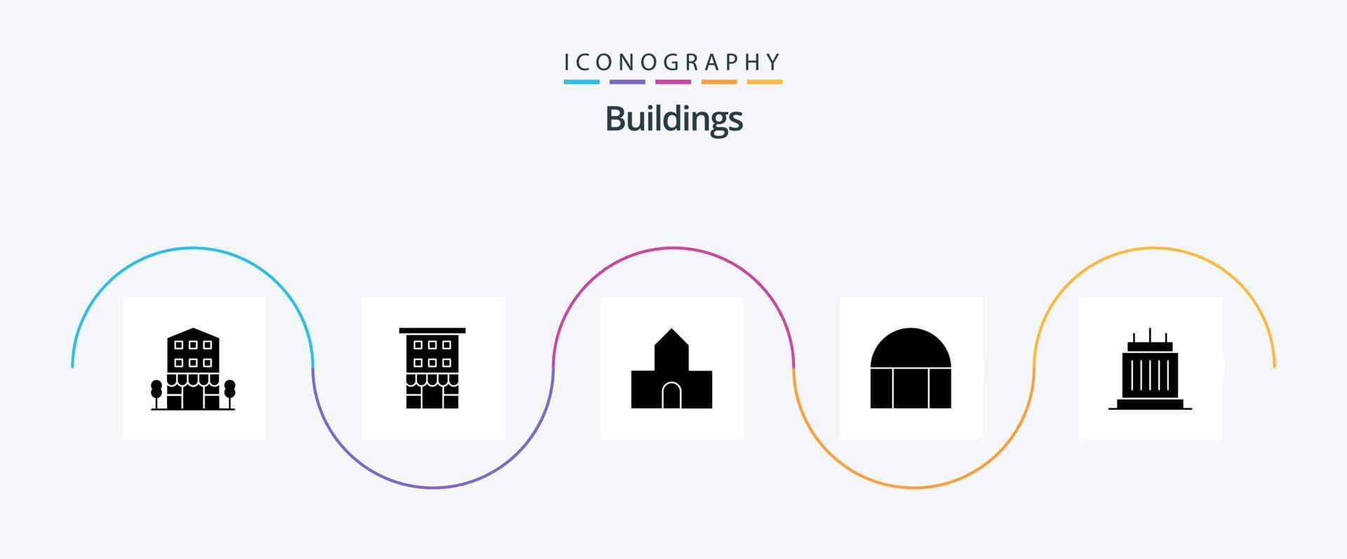 paquete de iconos de glifo 5 de edificios que incluye real. puntos de referencia edificio cristiano. bienes. mezquita vector