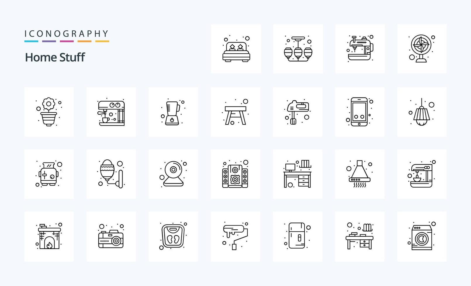 25 Home Stuff Line icon pack vector