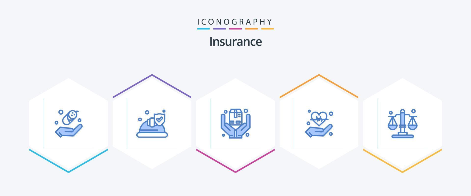 Insurance 25 Blue icon pack including law. balance. insurance. heart. hold vector