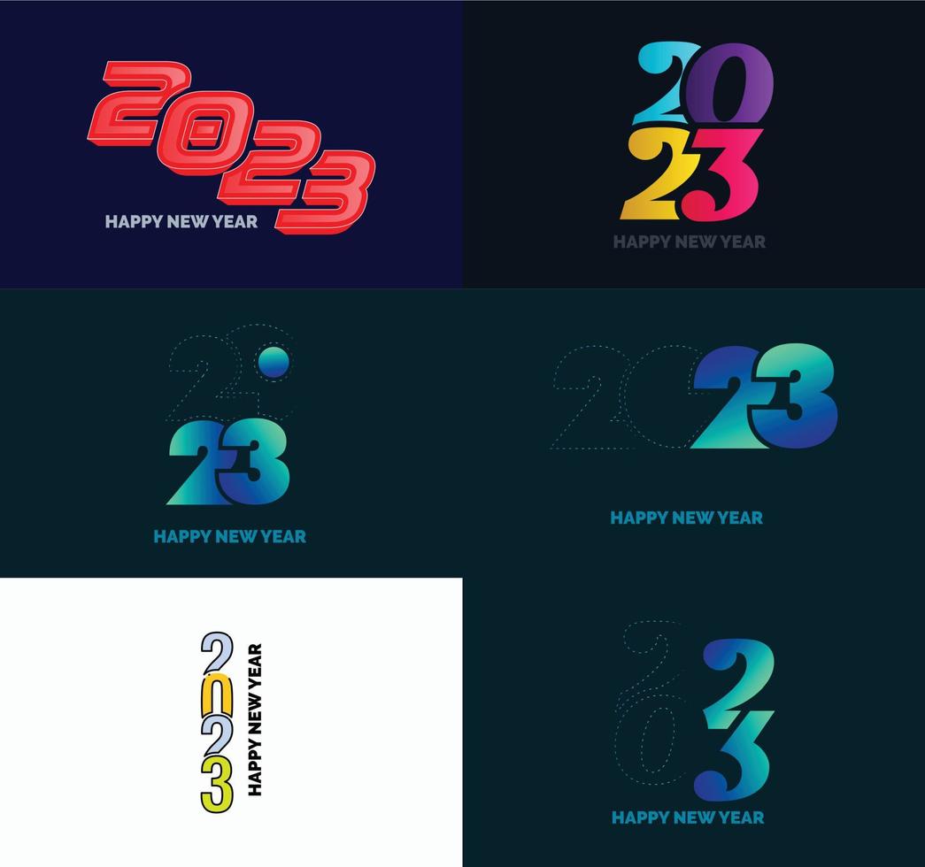 Big Set of 2023 Happy New Year logo text design 2023 number design template vector