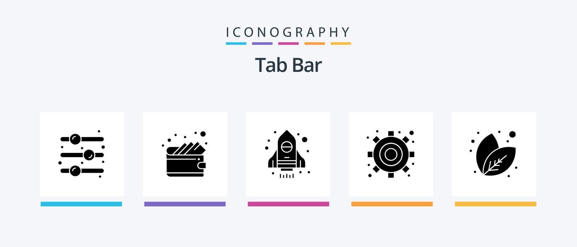 Tab Bar Glyph 5 Icon Pack Including . plant. spaceship. nature. settings. Creative Icons Design vector