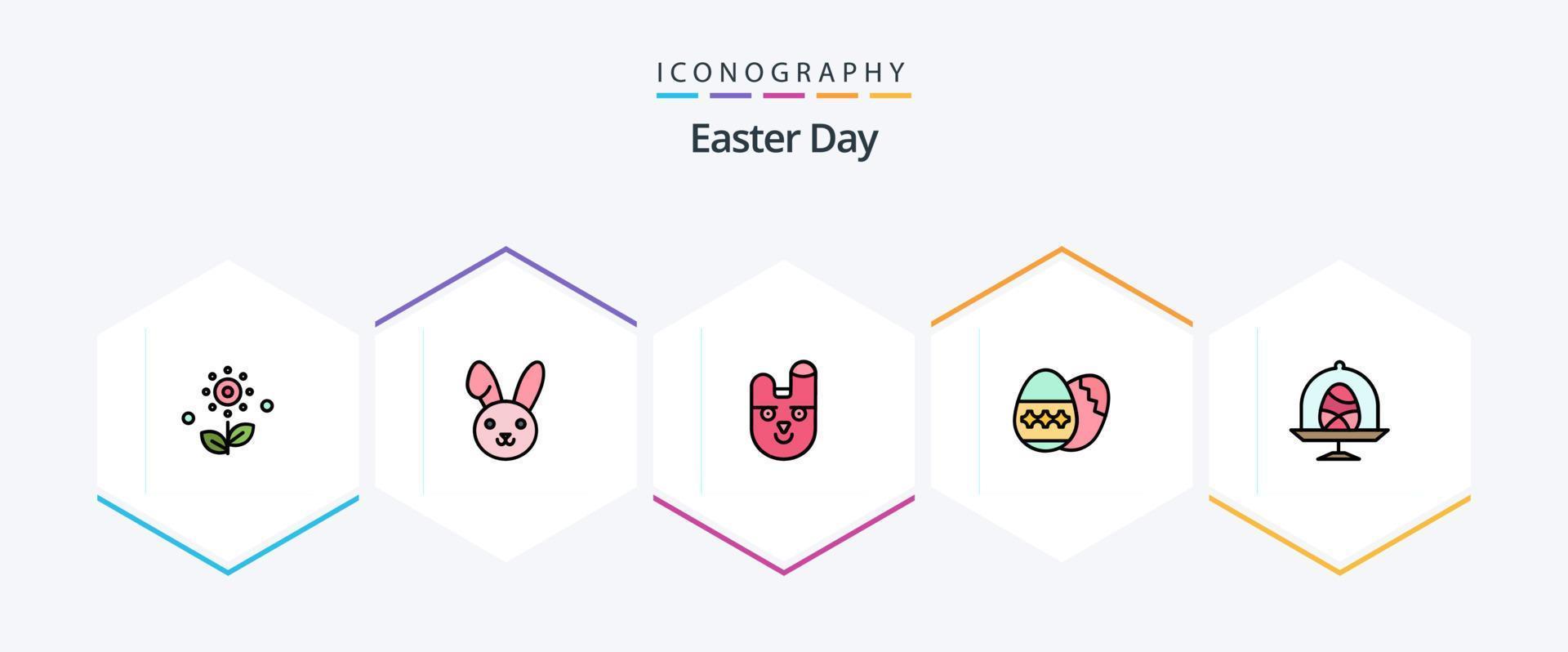 paquete de iconos de línea de relleno de pascua 25 que incluye comida. disco. conejito. vacaciones. huevo vector