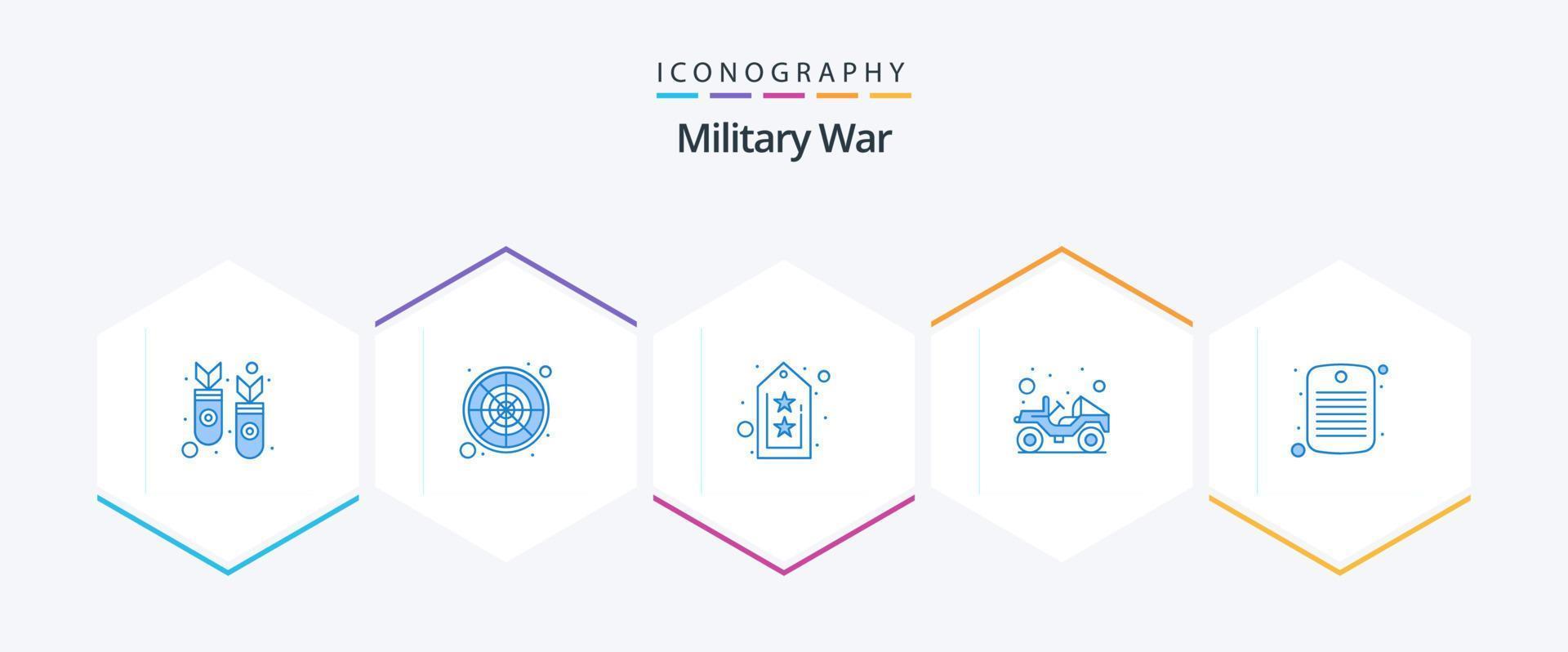 paquete de iconos azules de guerra militar 25 que incluye militares. vehículo. ejército. transporte. todoterreno vector