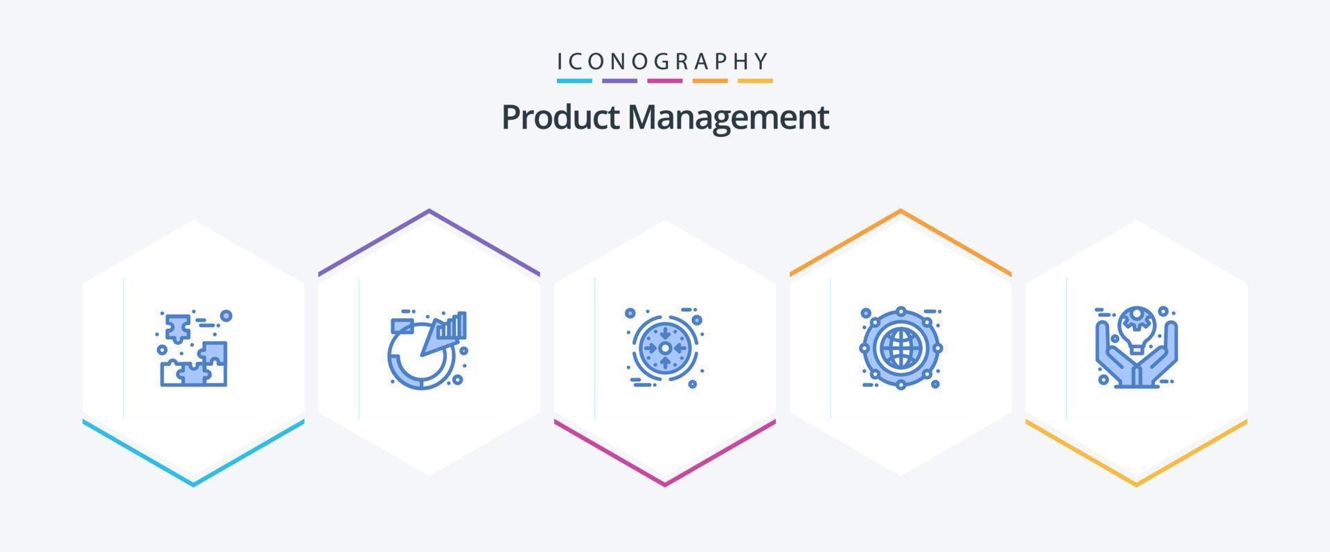 Product Management 25 Blue icon pack including expand. archive. management. globe. processing vector