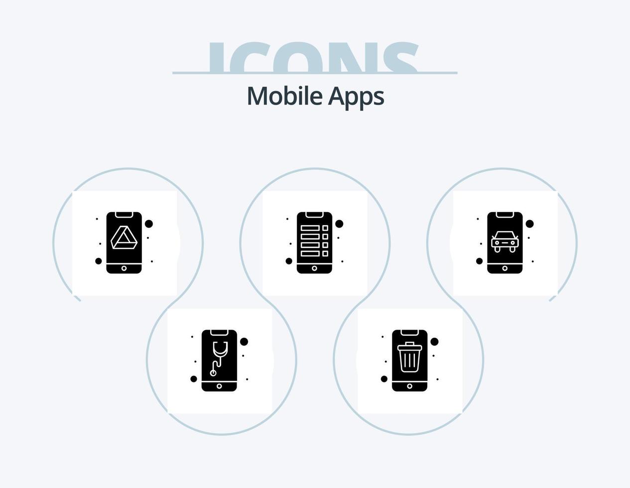 Mobile Apps Glyph Icon Pack 5 Icon Design. interaction. app. mobile. mobile. storage vector